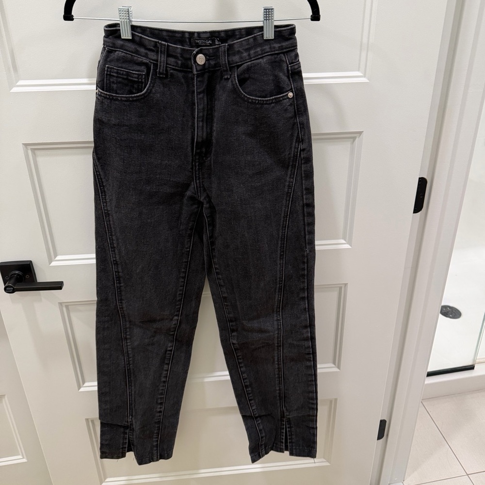 Nasty Gal High Rise Charcoal Jeans